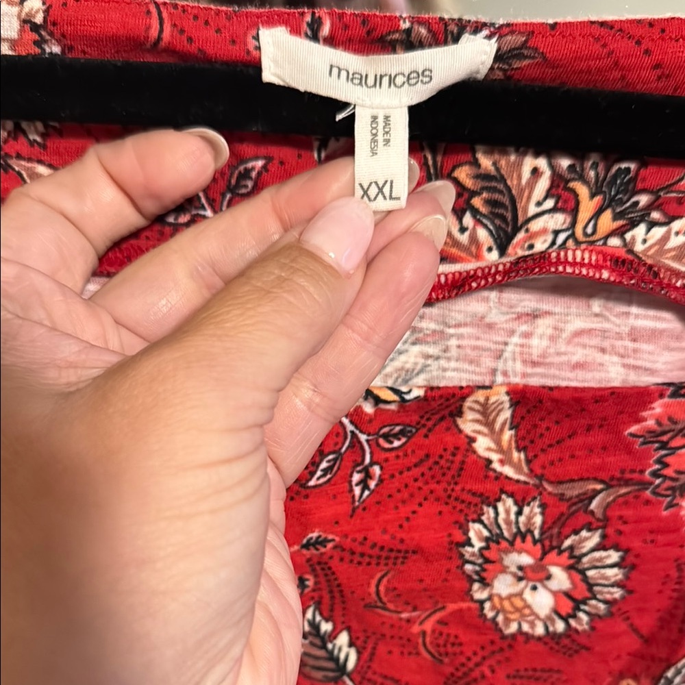 Maurices Red Puff Sleeve Blouse - Picture 7 of 7